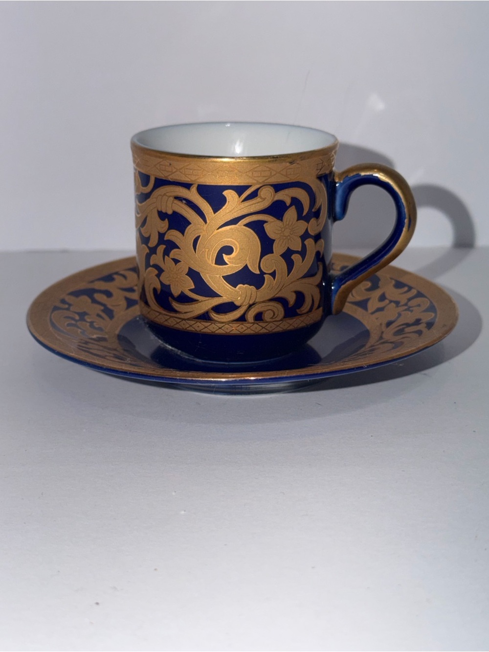 Vintage LTR Japan Cobalt Blue 24K Gold Porcelain Tea Cup Saucer Elegant